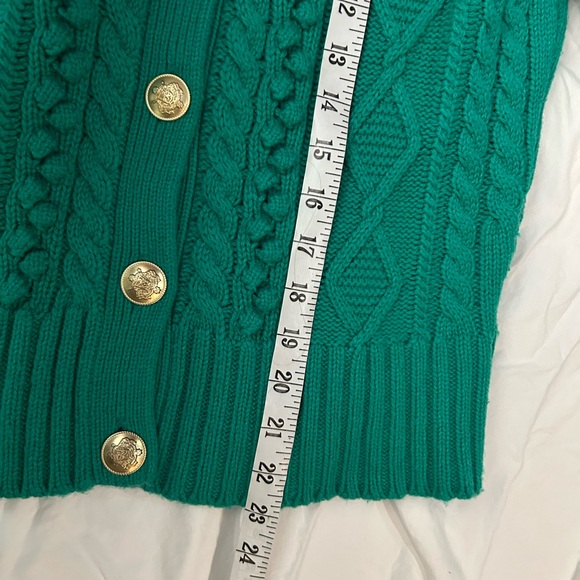 J CREW Cable-Knit Cardigan Sweater Green Lambswool Blend S - Picture 12 of 14